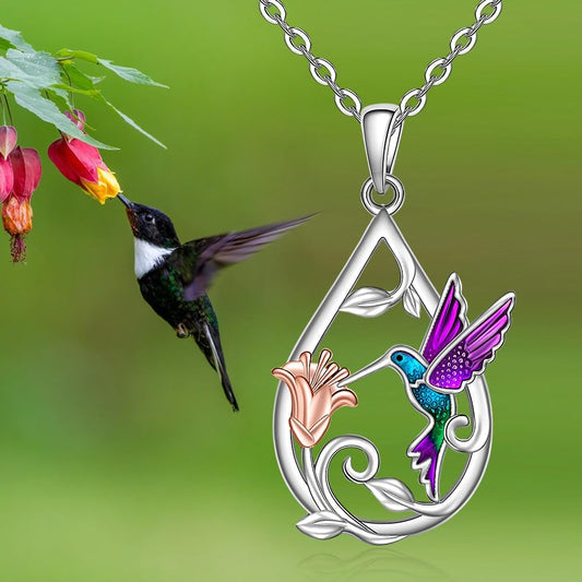 Collar bellísimo con colibrí para mujer, con pendientes de regalo
