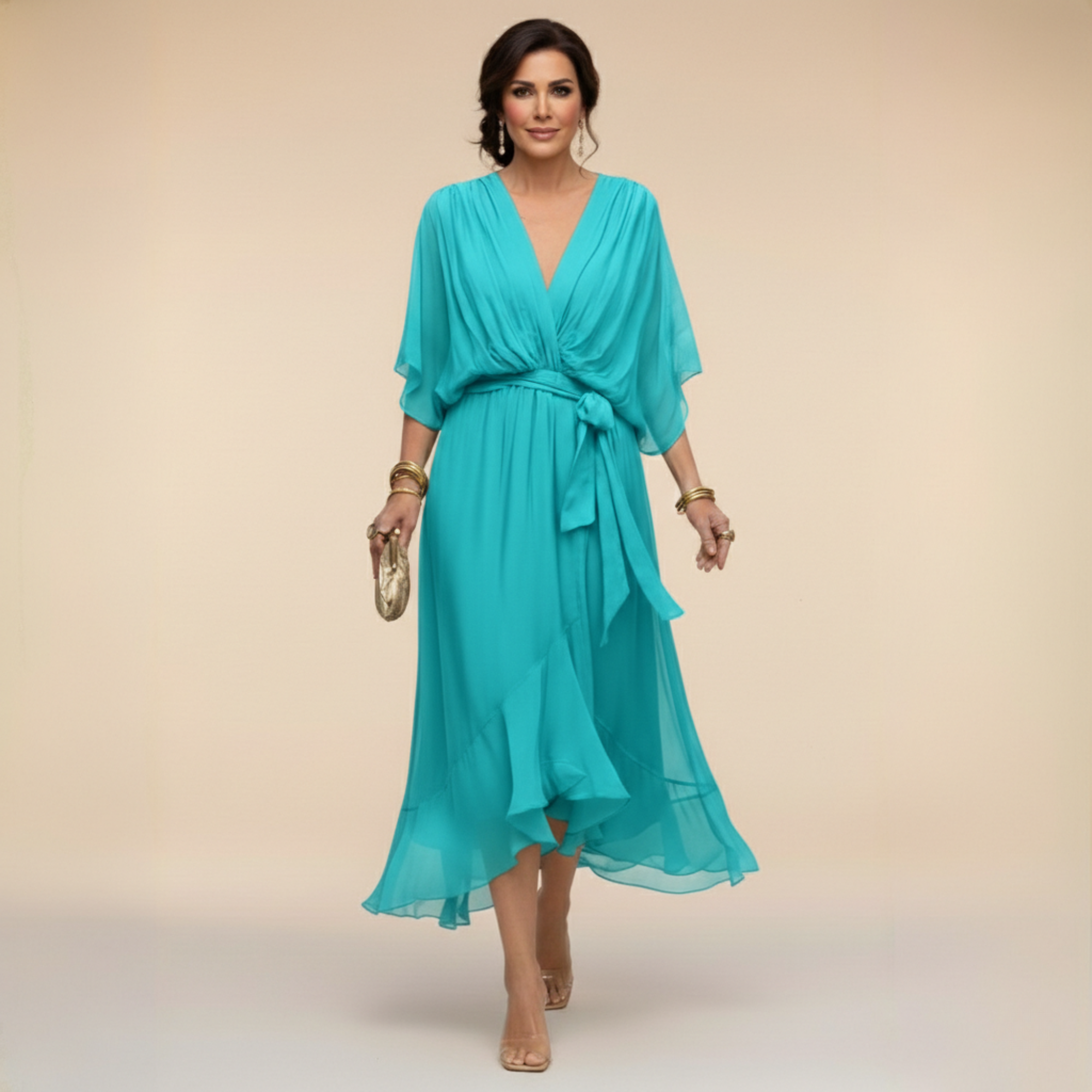 VESTIDO CON ESCOTE EN V