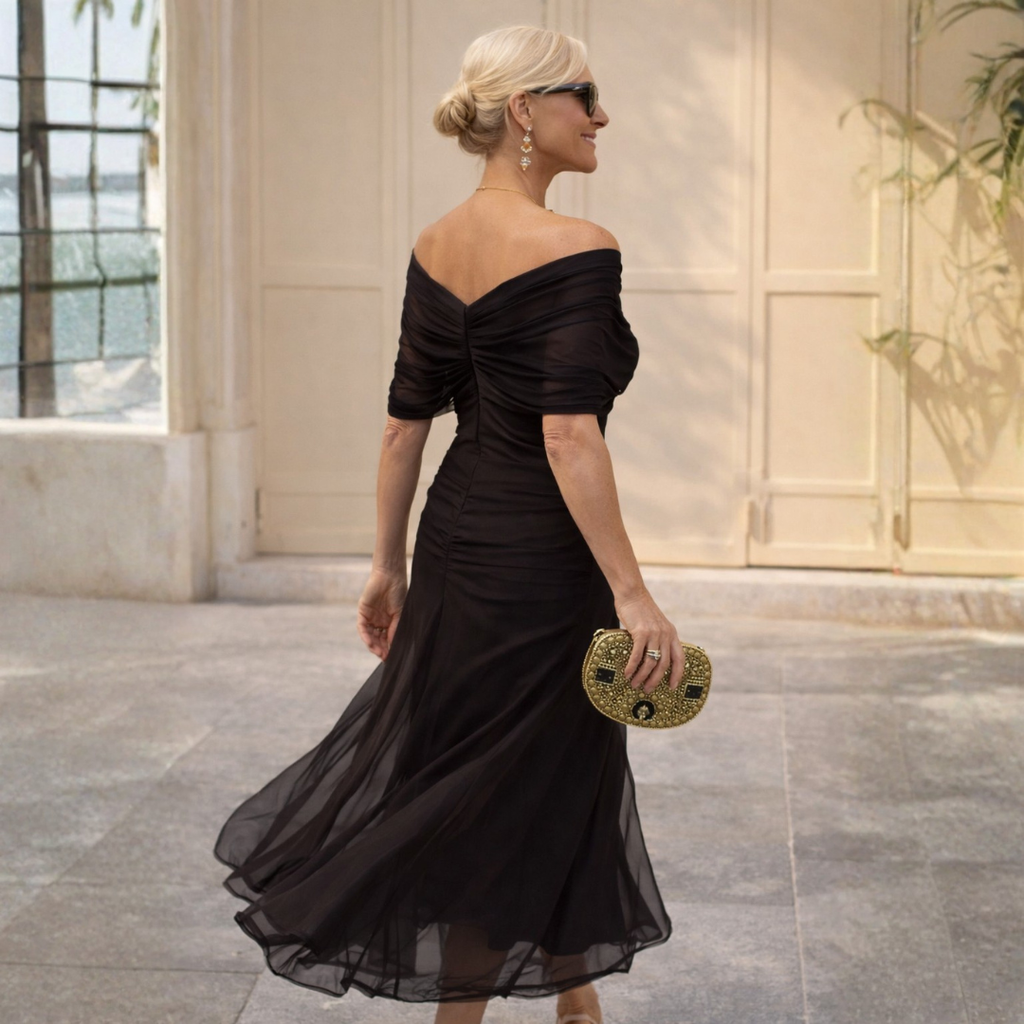 MARÍA | VESTIDO MAXI DE HOMBROS DESCUBIERTOS