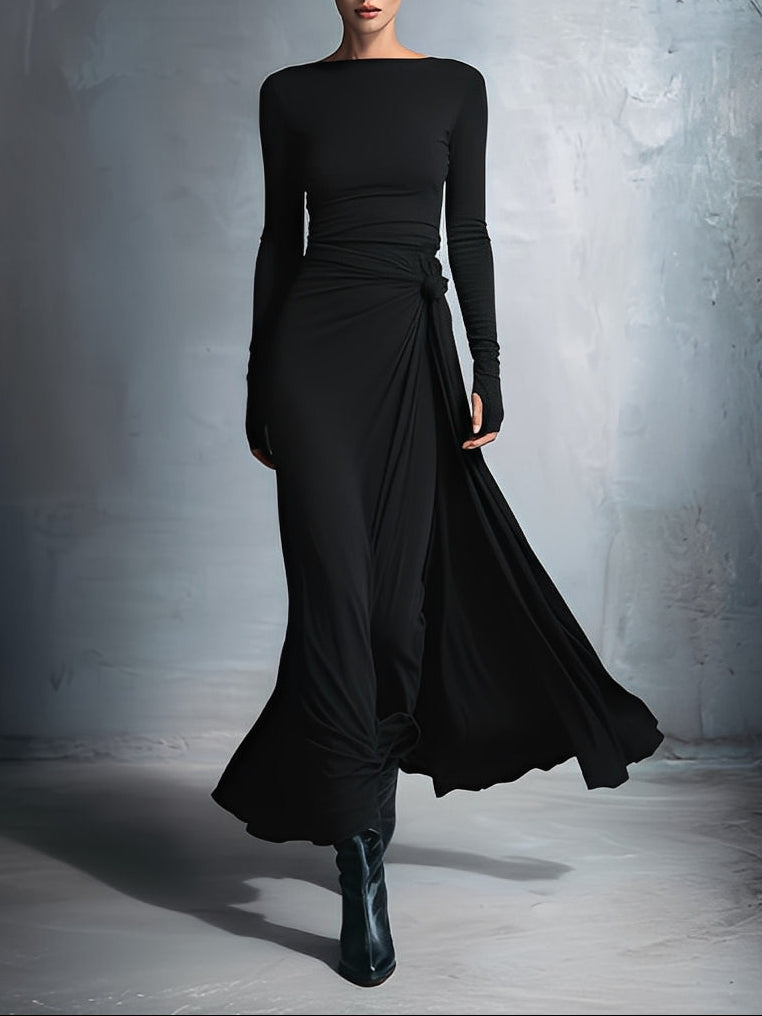 VESTIDO LARGO CON NUDO LATERAL