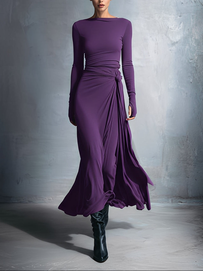 VESTIDO LARGO CON NUDO LATERAL