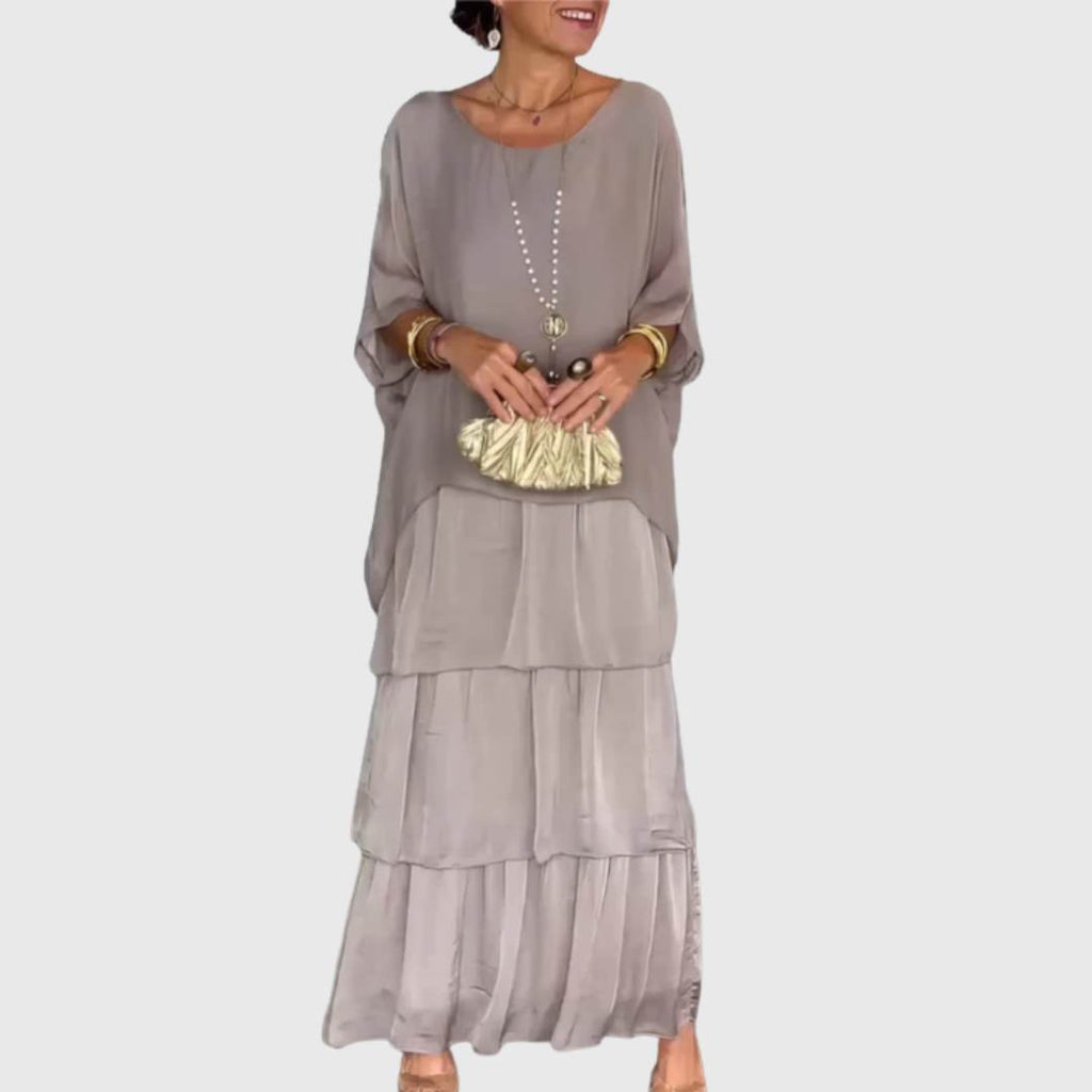 VESTIDO LARGO FLUIDO CON VOLANTES
