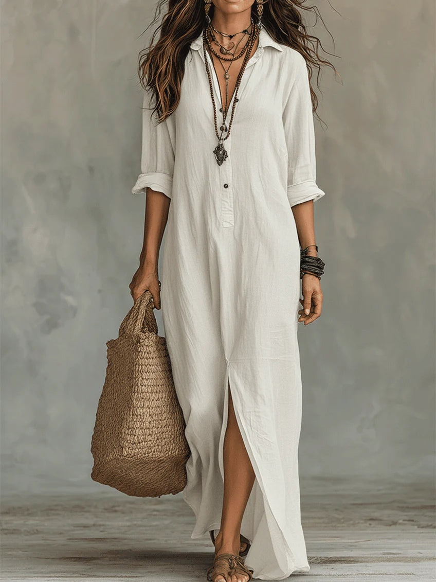 VESTIDO LARGO HOLGADO CON BOTONES