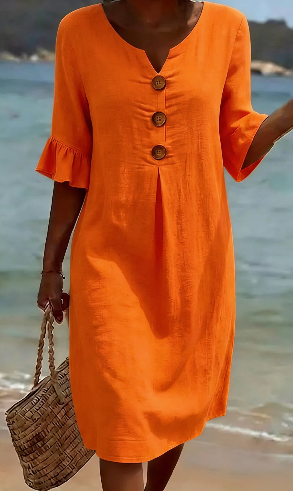 VESTIDO DE ALGODÓN Y LINO