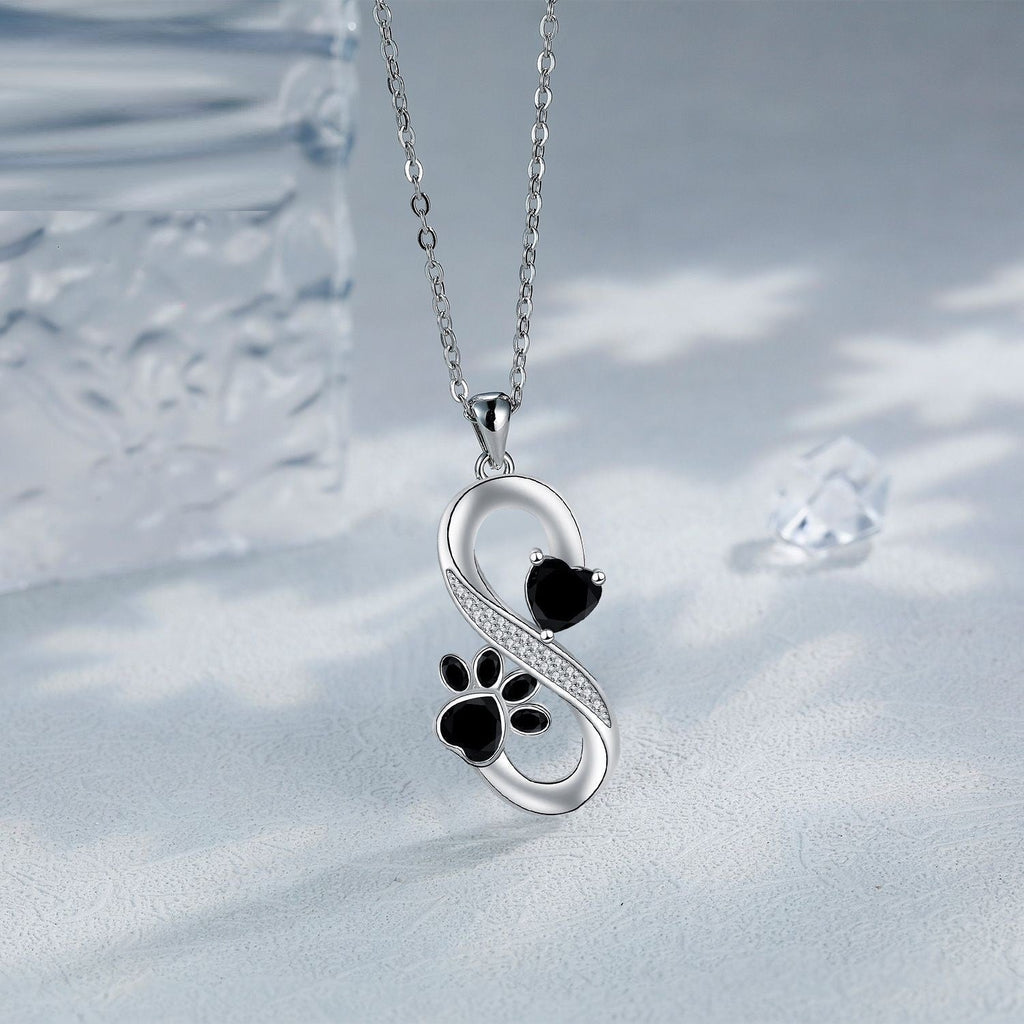 Collar con símbolo de infinito, corazones, huella de pata