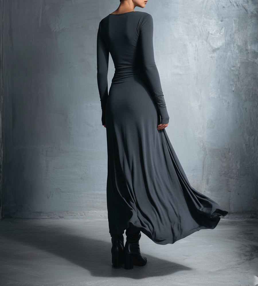 VESTIDO LARGO CON NUDO LATERAL