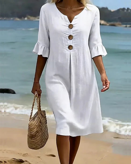 VESTIDO DE ALGODÓN Y LINO