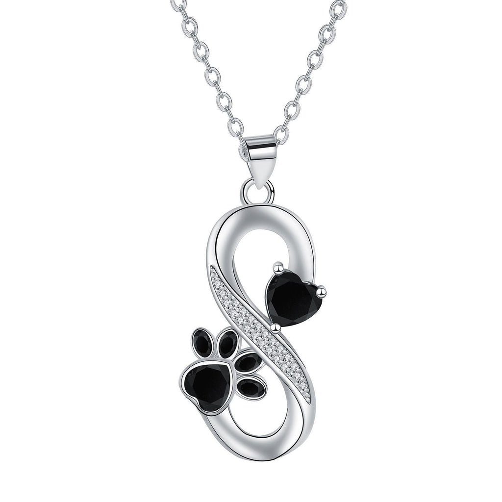 Collar con símbolo de infinito, corazones, huella de pata