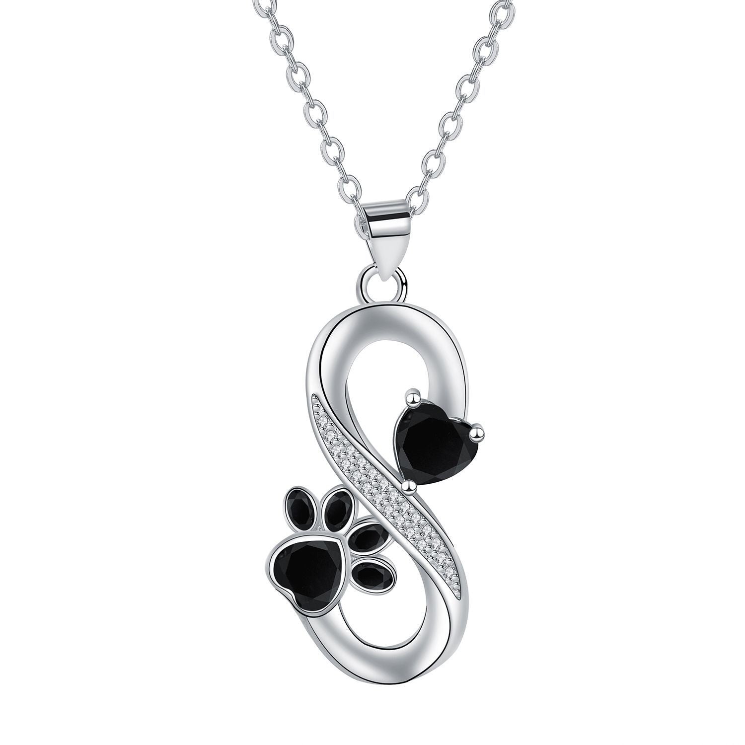 Collar con símbolo de infinito, corazones, huella de pata
