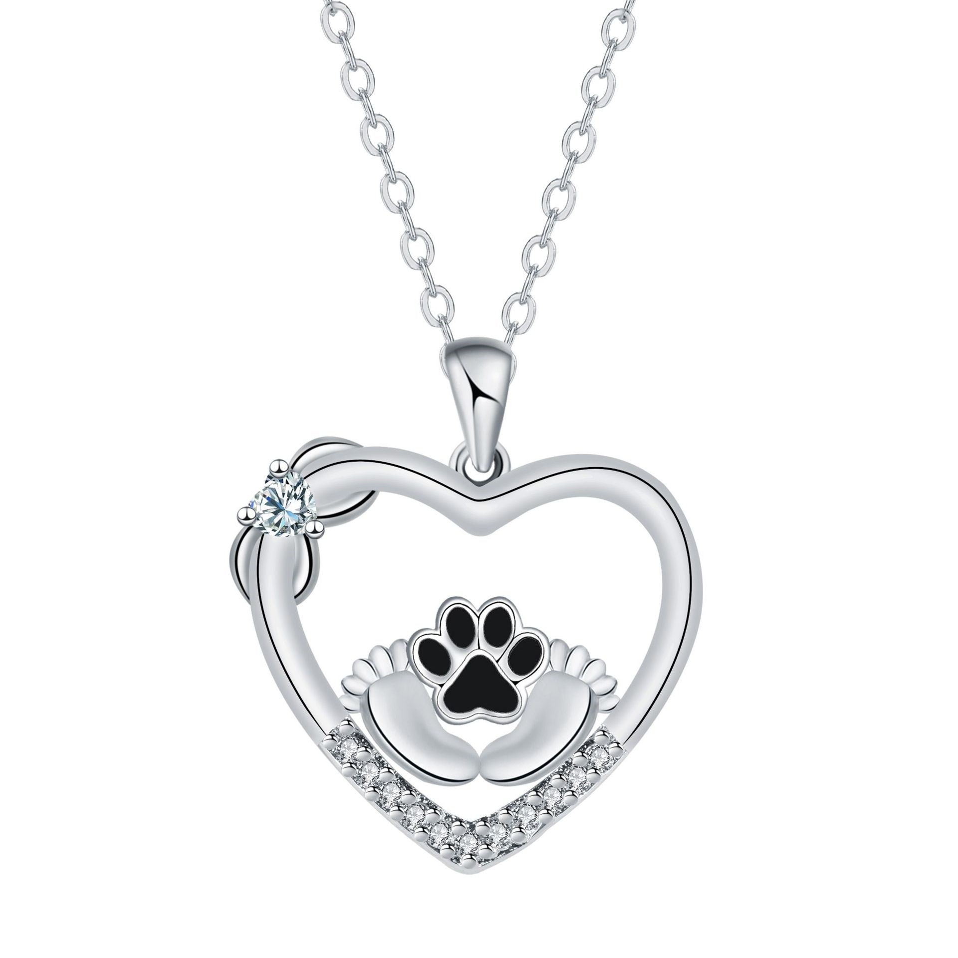 Collar con huella de perro Little Feet y circonitas