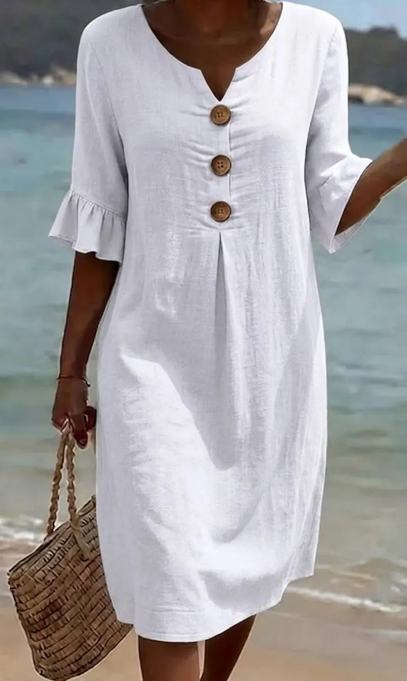 VESTIDO DE ALGODÓN Y LINO