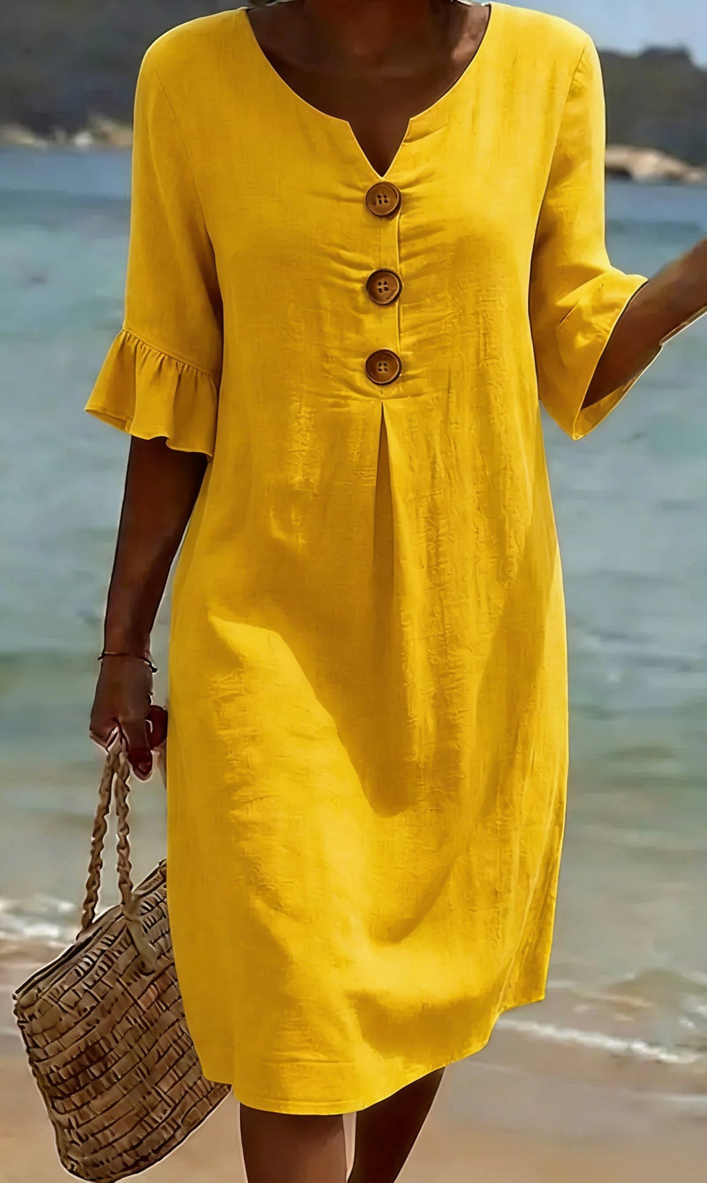 VESTIDO DE ALGODÓN Y LINO