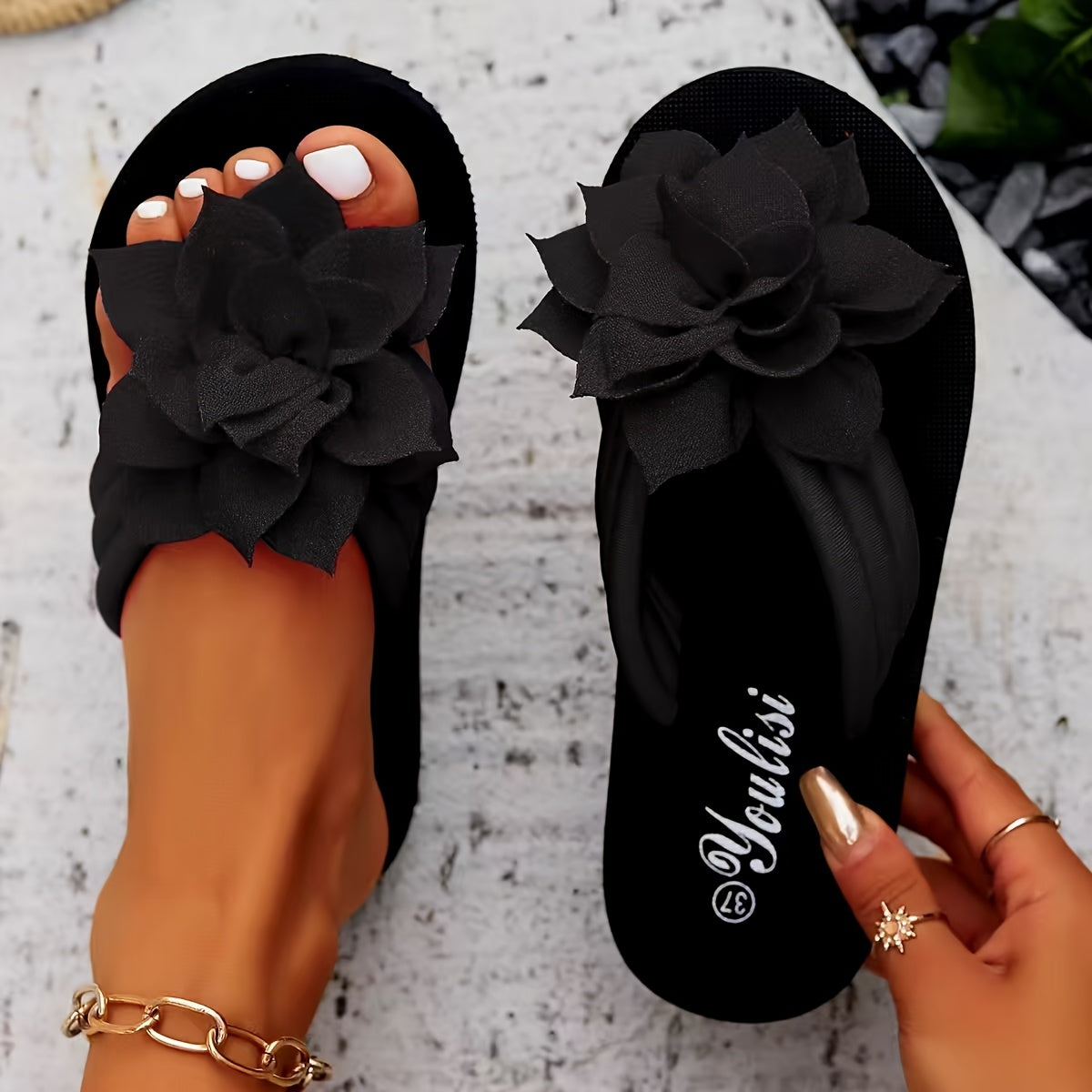 SANDALIAS DE FLOR ELEGANTES SANDRA