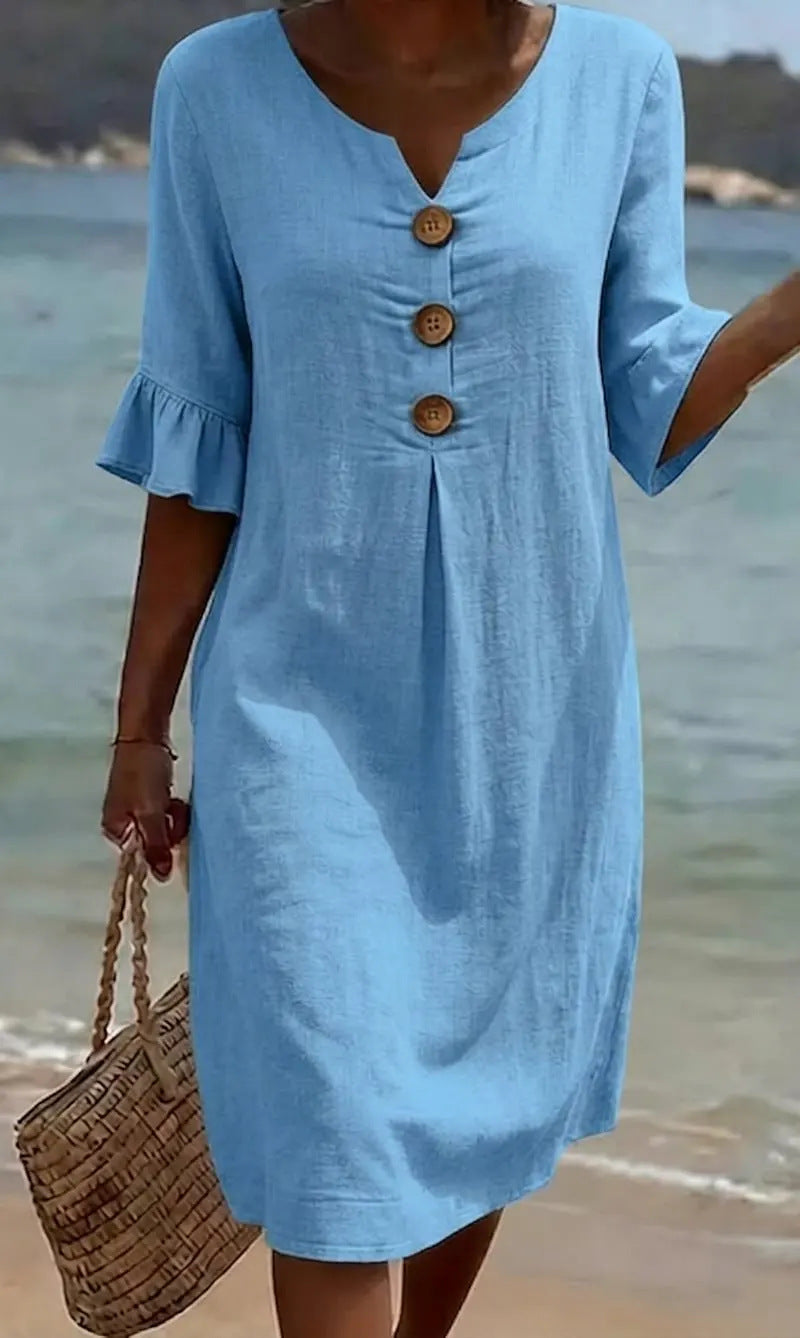VESTIDO DE ALGODÓN Y LINO