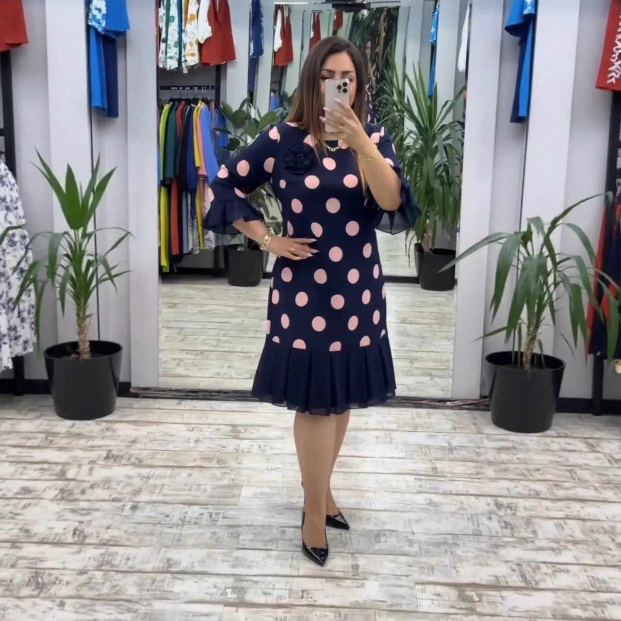 VESTIDO PLISADO DE LUNARES