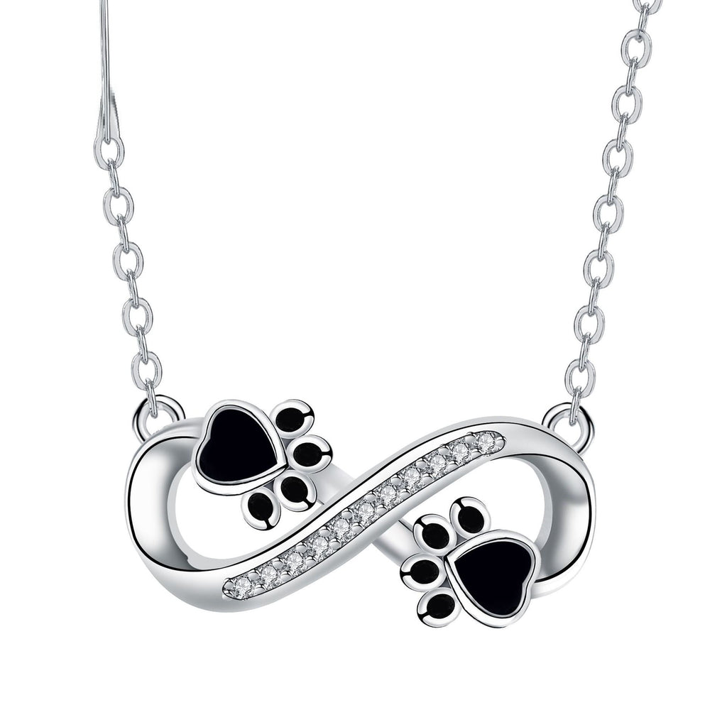 Collar Infinity con huella de pata y zirconias