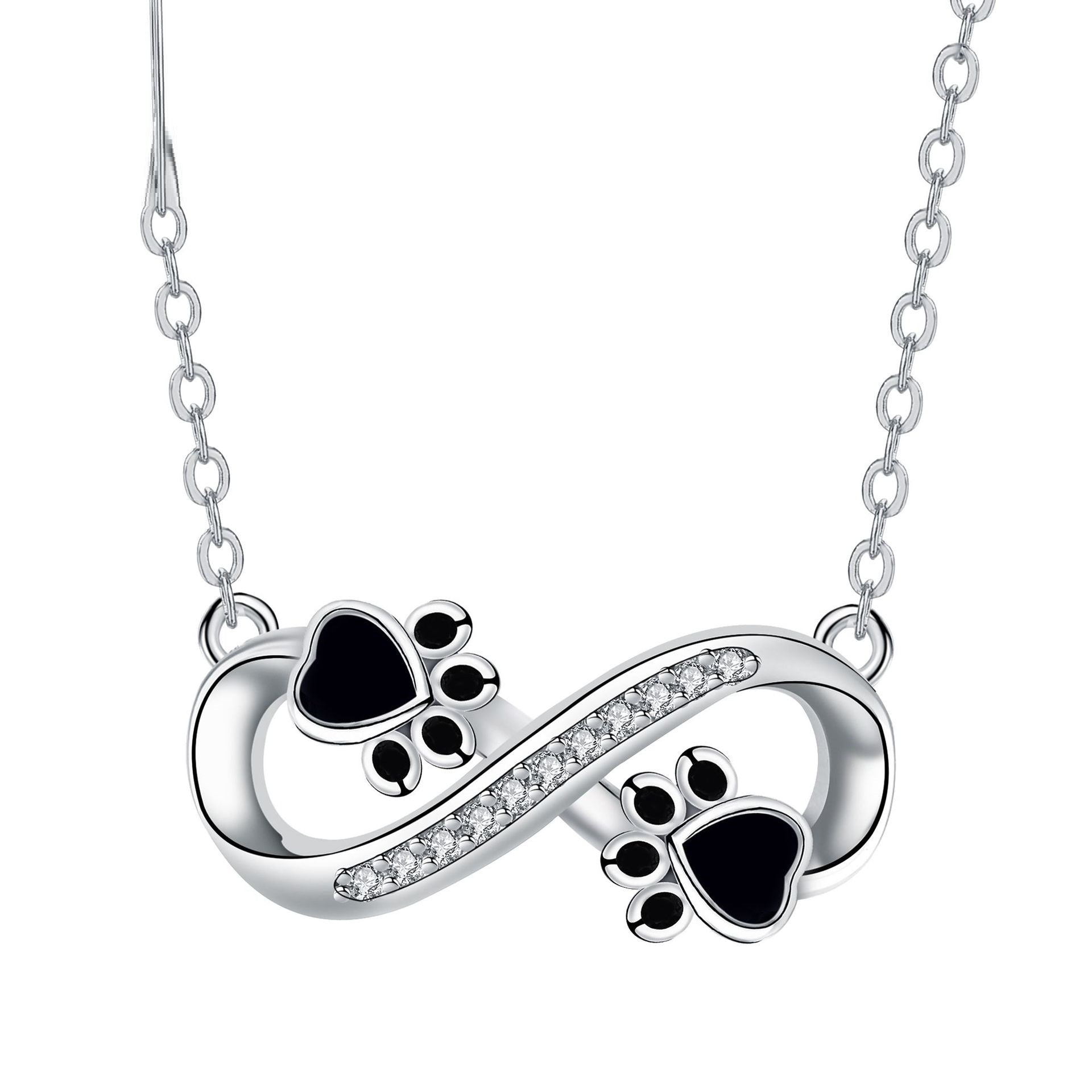 Collar Infinity con huella de pata y zirconias