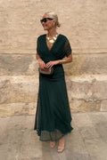 VESTIDO ELEGANTE CON ESCOTE EN V