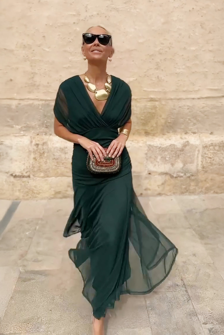 VESTIDO ELEGANTE CON ESCOTE EN V
