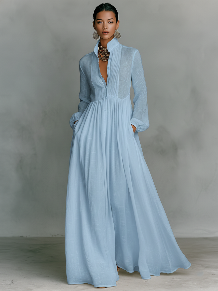 VESTIDO DE ALGODON, LINO Y PATCHWORK.