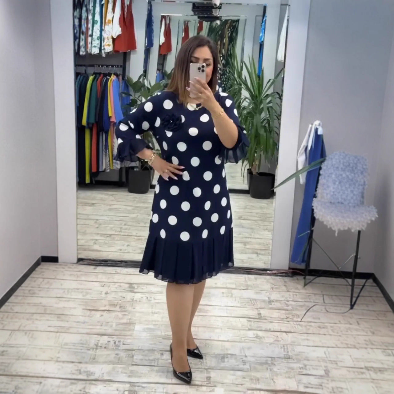 VESTIDO PLISADO DE LUNARES