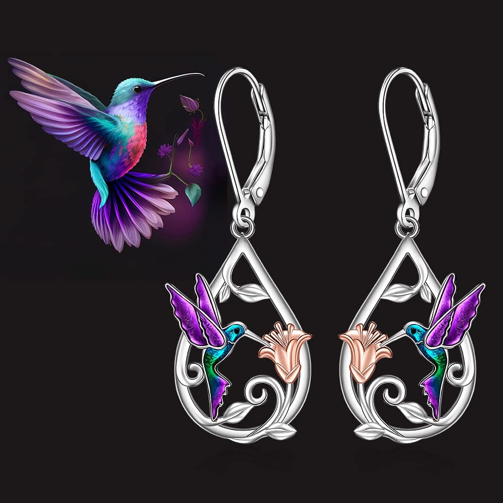 Collar bellísimo con colibrí para mujer, con pendientes de regalo