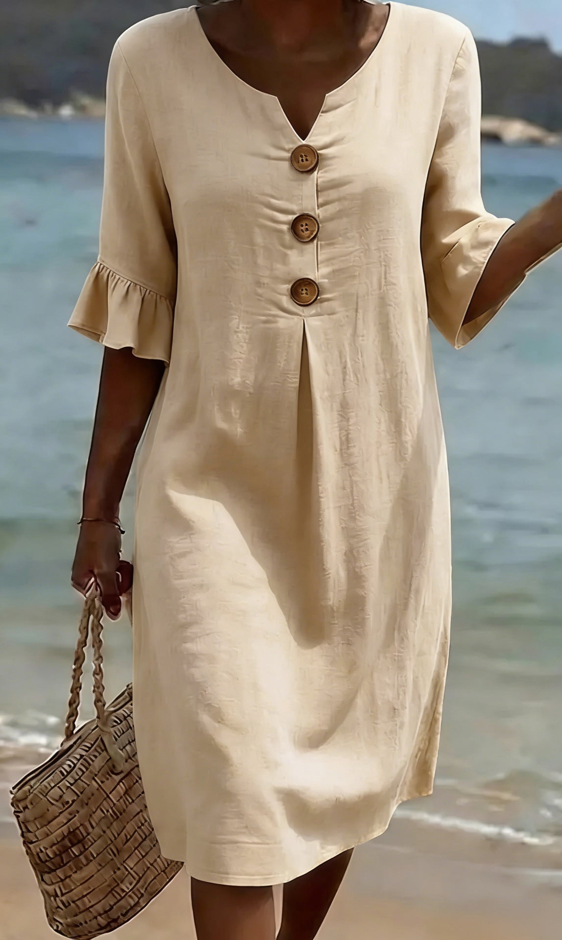 VESTIDO DE ALGODÓN Y LINO