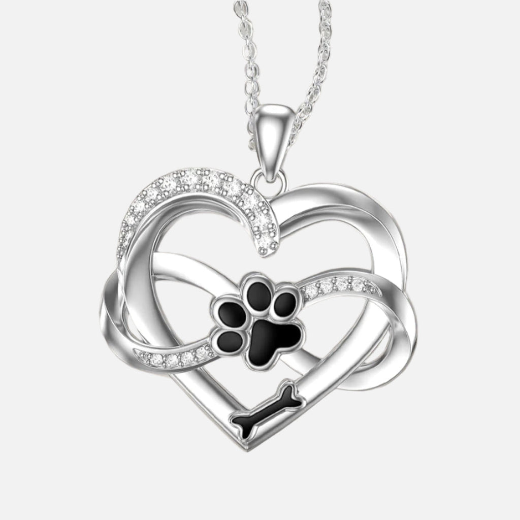 Collar Infinity Heart & Paw en plata de ley 925 con circonitas