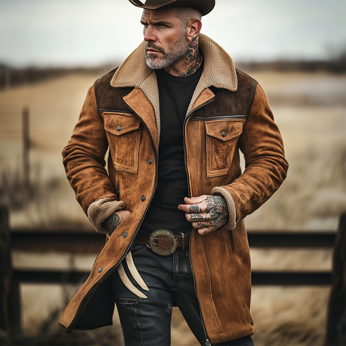 ABRIGO VINTAGE CON MULTIPLES BOLSILLOS