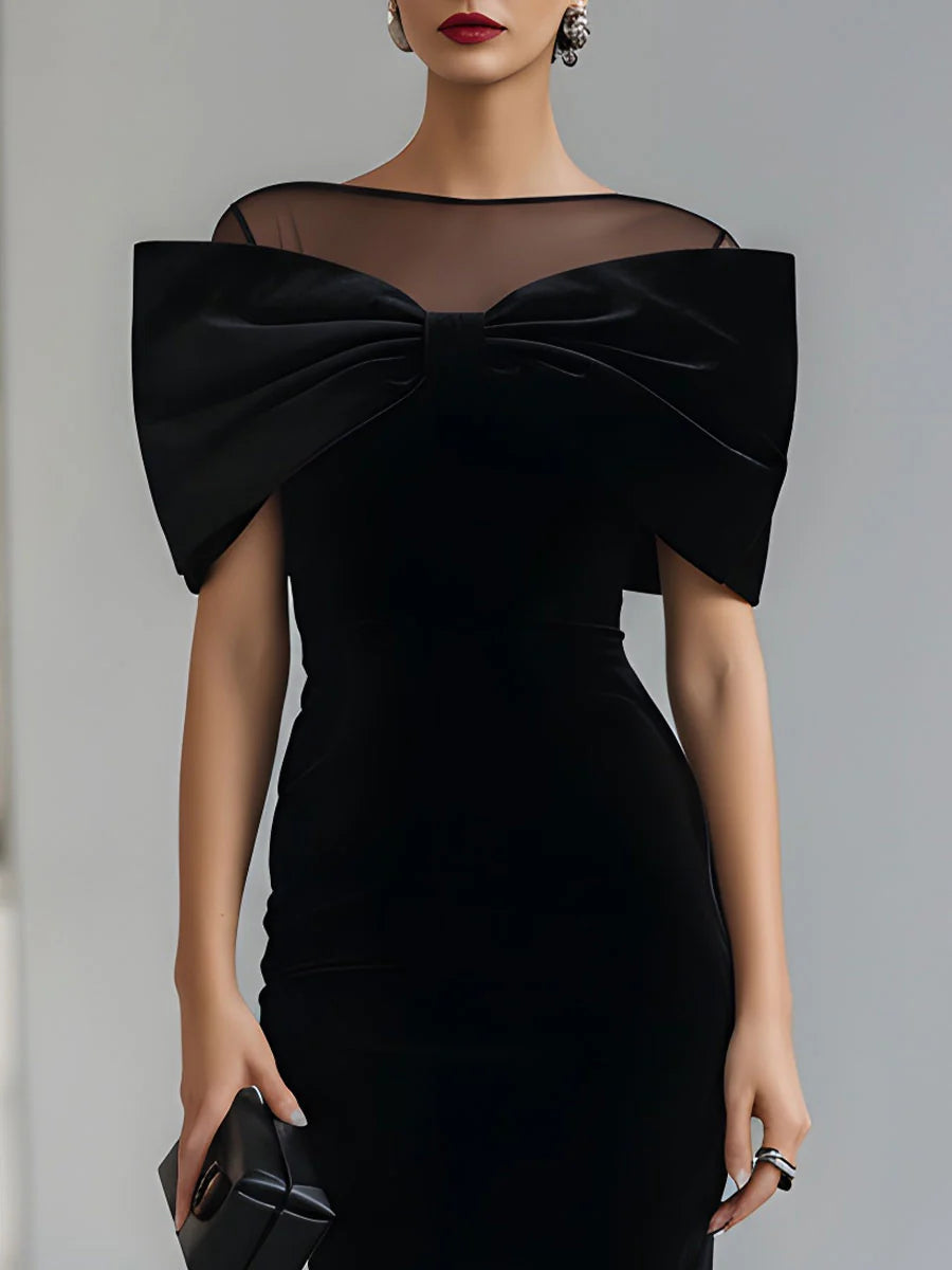 VESTIDO DE TERCIOPELO CON LAZO