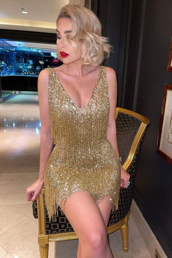 VESTIDO ELEGANTE CON FLECOS