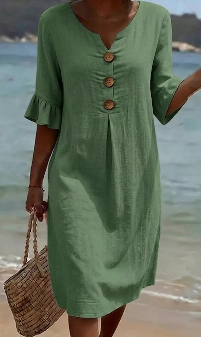 VESTIDO DE ALGODÓN Y LINO