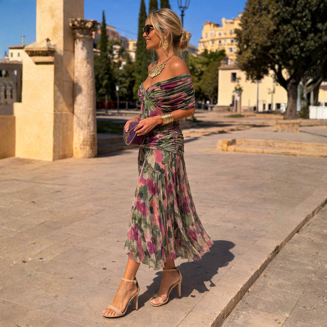 MARÍA | VESTIDO MAXI DE HOMBROS DESCUBIERTOS