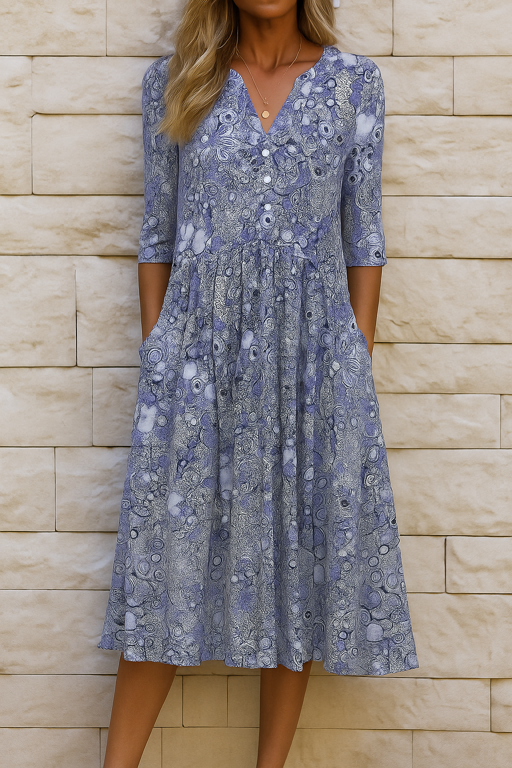 VESTIDO ESTAMPADO CON ESCOTE EN V