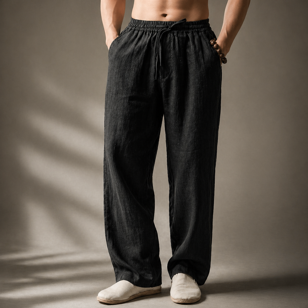 RENÉ | PANTALONES LARGOS DE ALGODÓN Y LINO
