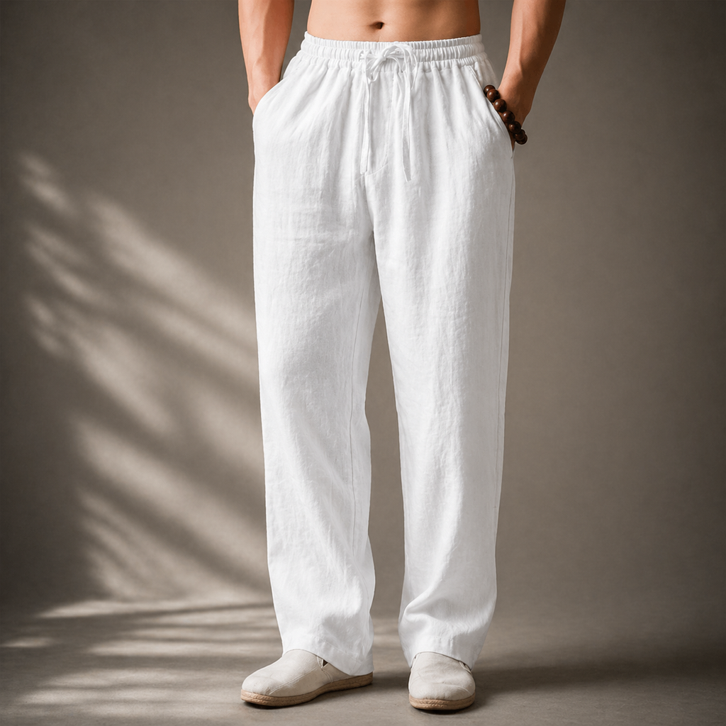 RENÉ | PANTALONES LARGOS DE ALGODÓN Y LINO