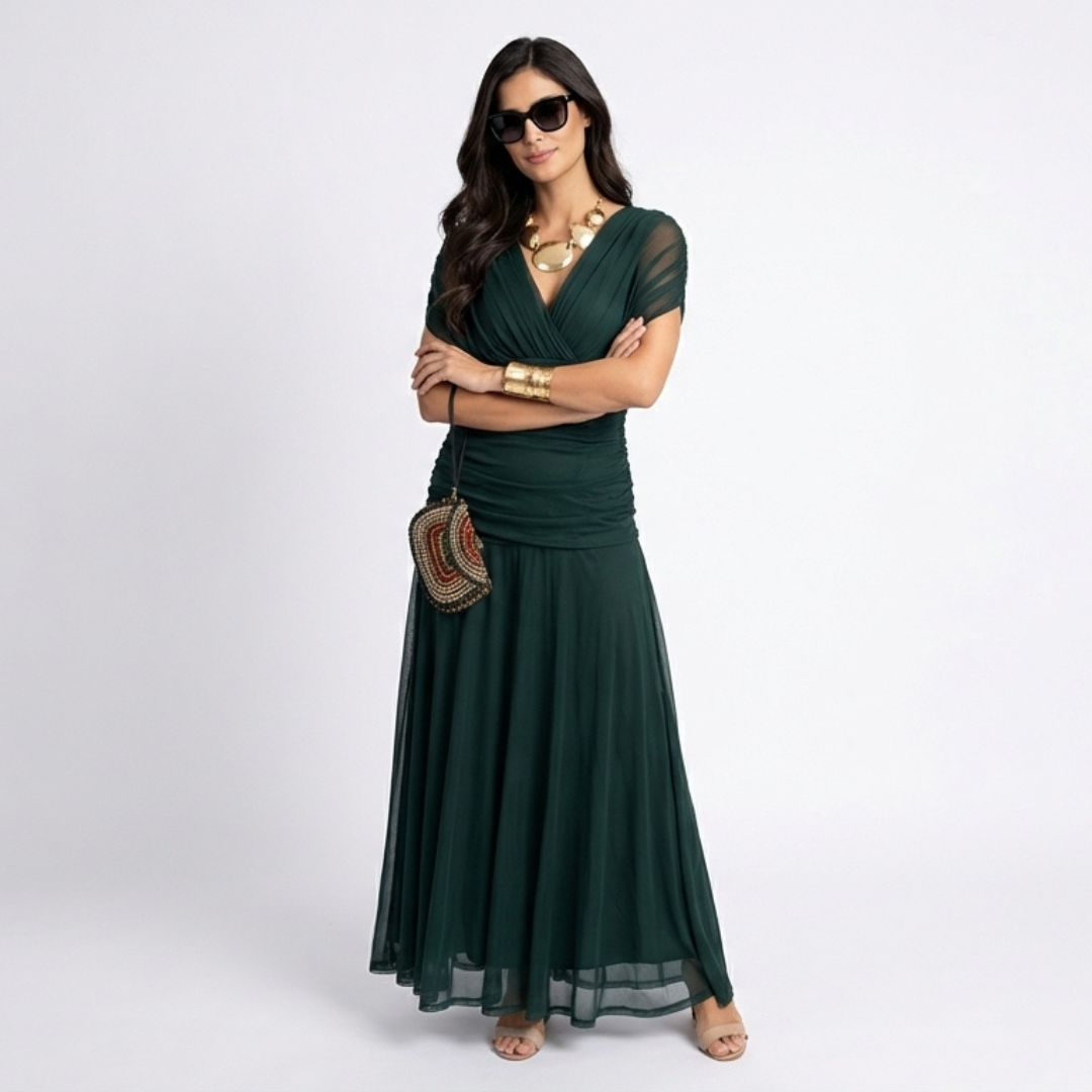 VESTIDO ELEGANTE CON ESCOTE EN V