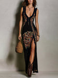 VESTIDO ESTAMPADO CON ESTILO BOHEMIO CON ESCOTE EN V