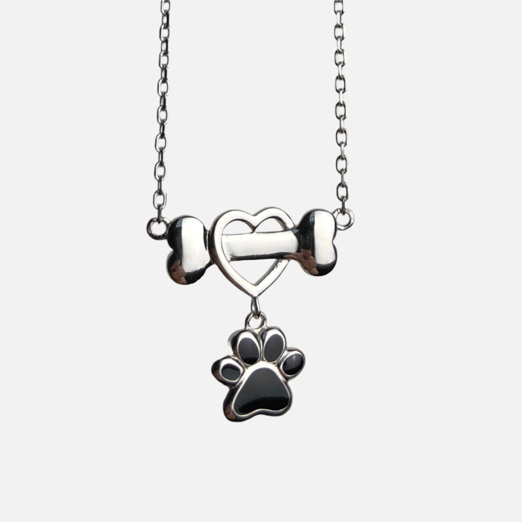 Collar delicado con colgante en forma de pata de perro de acero inoxidable