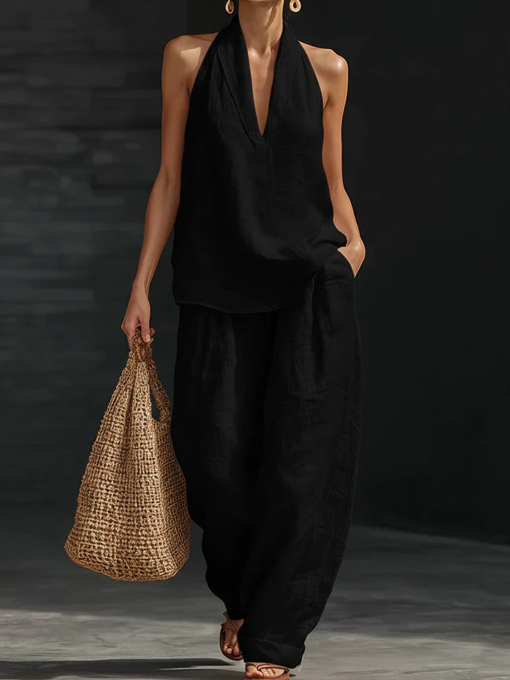 CONJUNTO SIN MANGAS CON PANTALONES ANCHOS