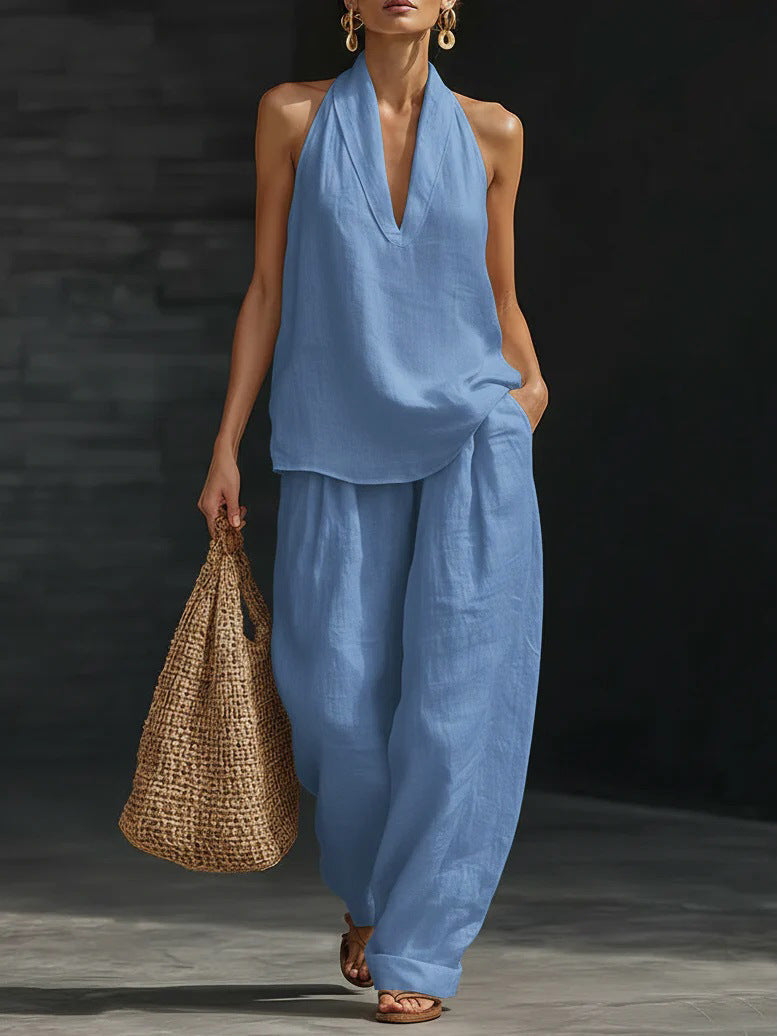 CONJUNTO SIN MANGAS CON PANTALONES ANCHOS
