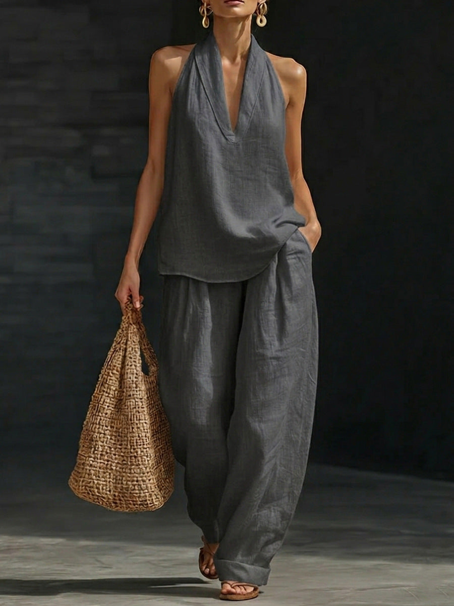 CONJUNTO SIN MANGAS CON PANTALONES ANCHOS