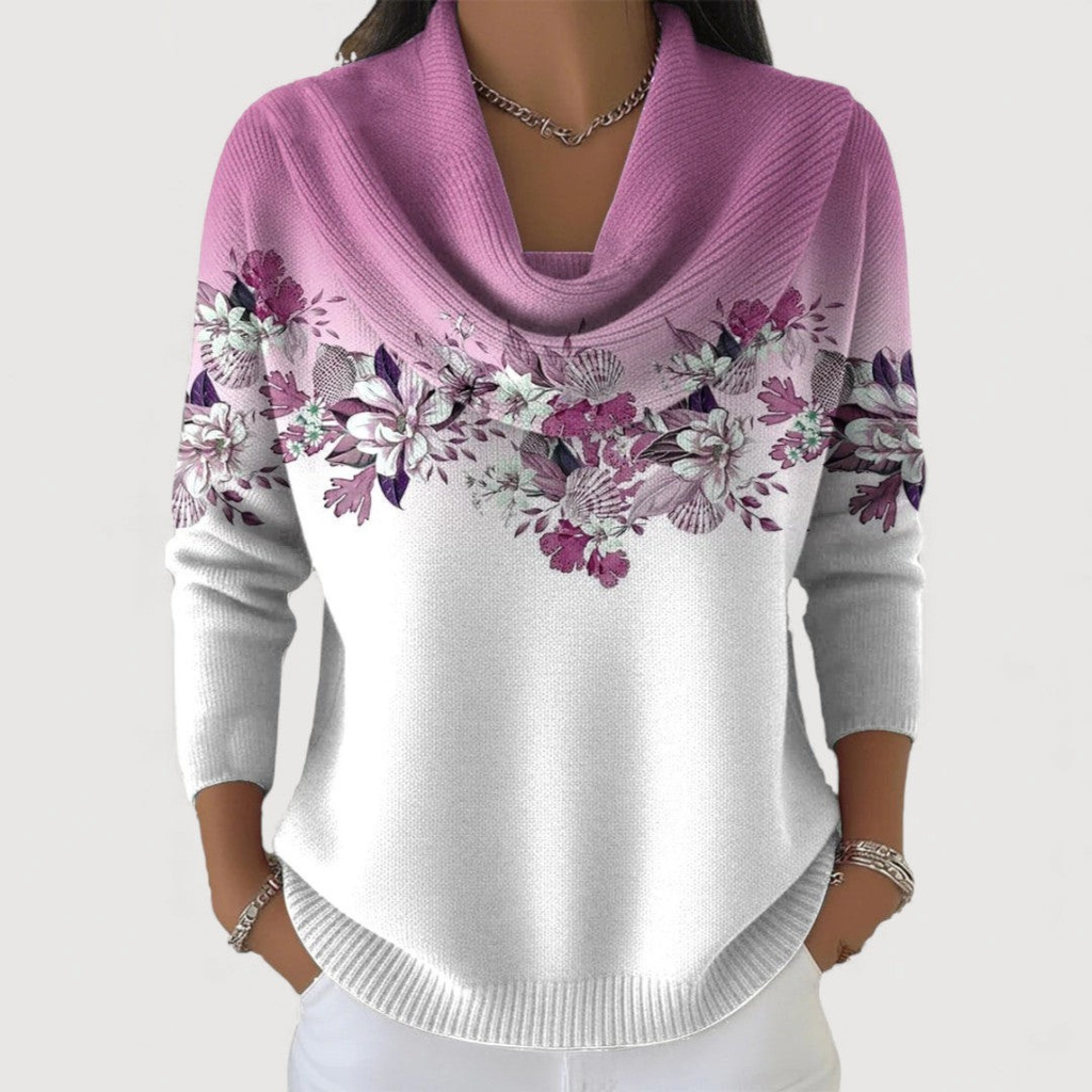 SUDADERA FLORAL CON CUELLO SUAVE