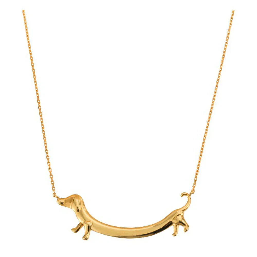 Collar con dachshund dorado