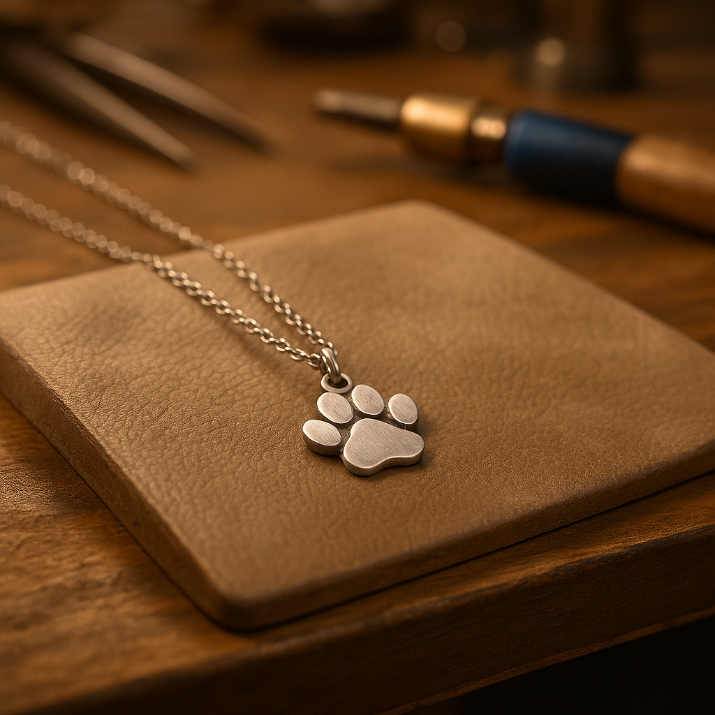 Elegante collar con colgante en forma de pata de plata
