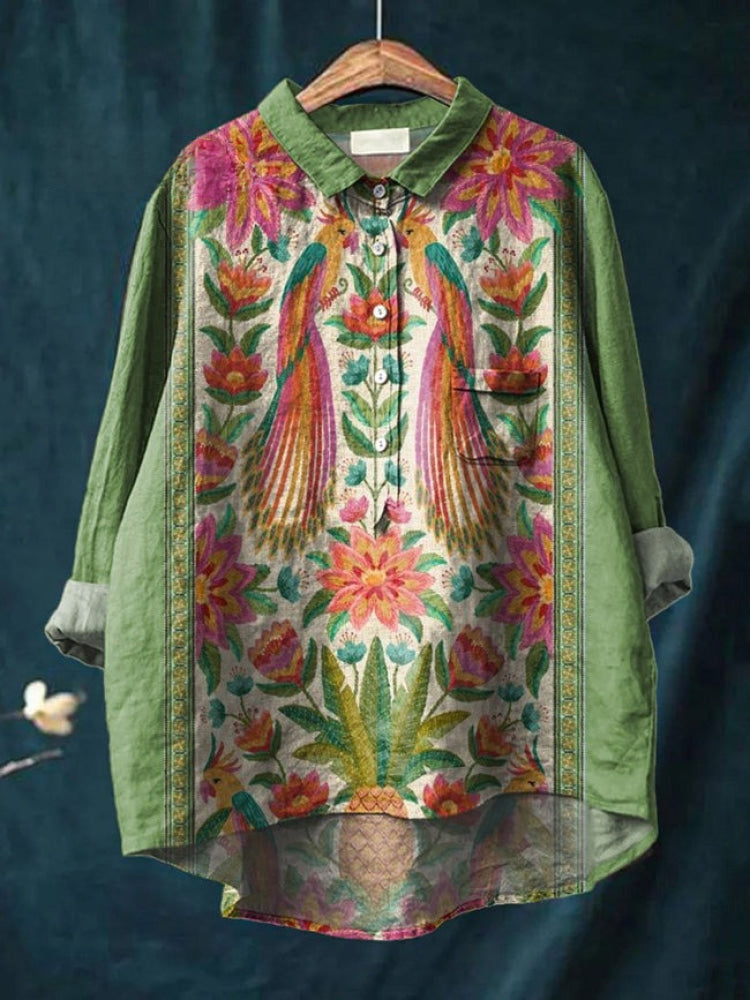 CAMISA DE LINO ESTAMPADA