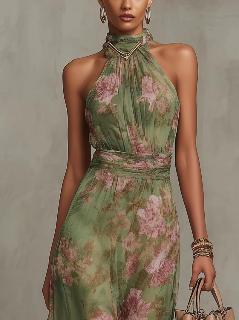 VESTIDO ELEGANTE CON ESTAMPADO FLORAL