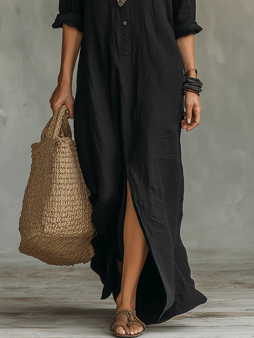 VESTIDO LARGO HOLGADO CON BOTONES