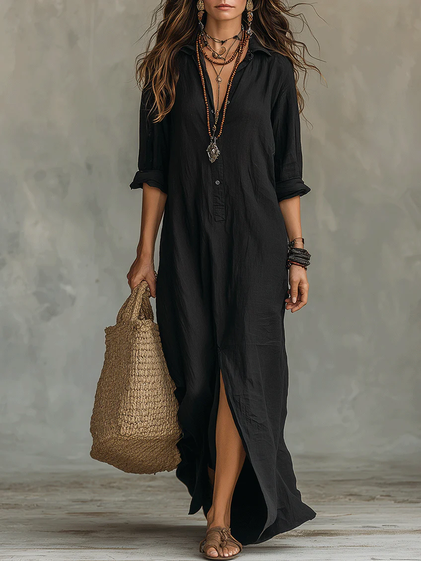 VESTIDO LARGO HOLGADO CON BOTONES