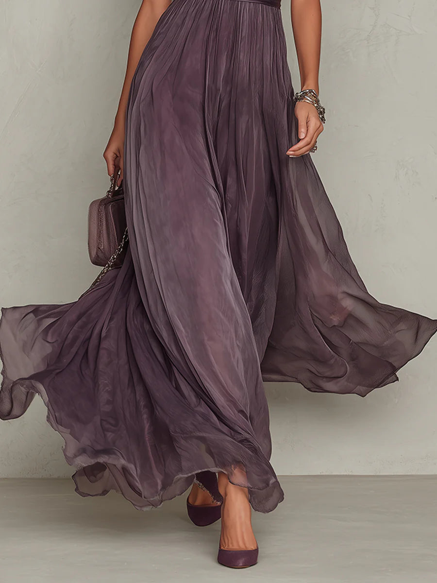 VESTIDO CON RIBETE DE ENCAJE DE GASA